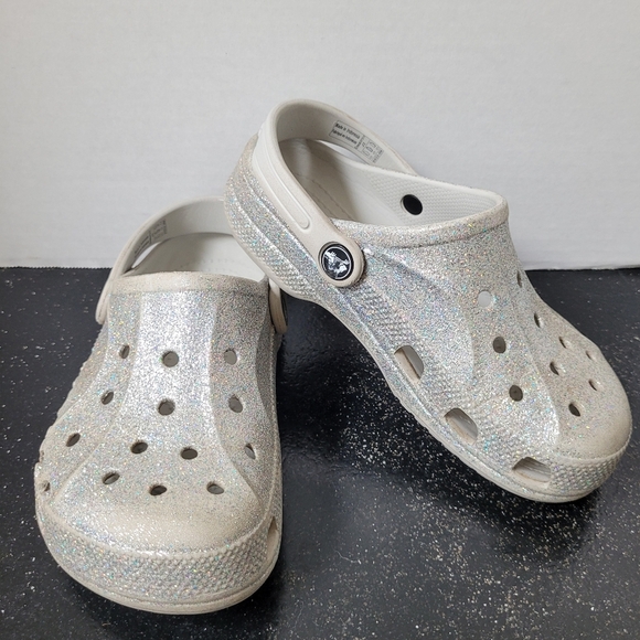 Crocs Silver Glitter Clogs - Picture 1 of 8